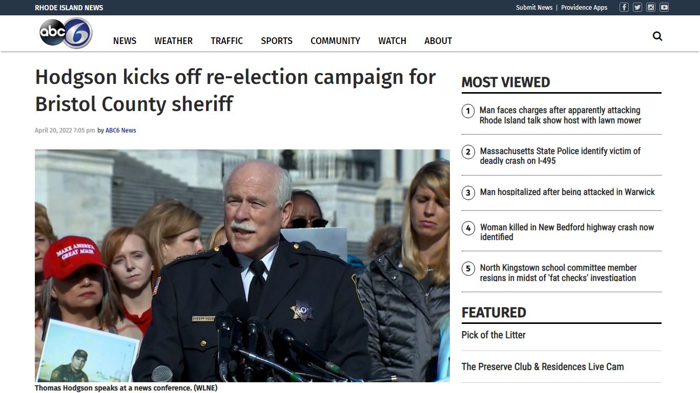 Hodgson kicks off re-election campaign for Bristol County sheriff